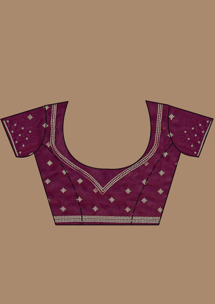 Wine Zariwork (Gold) Georgette Saree_koskii