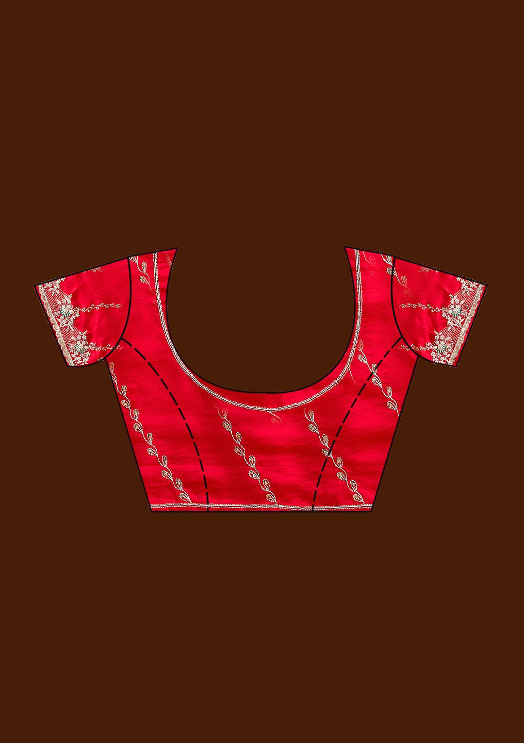 Red Aariwork Satin Saree-koskii