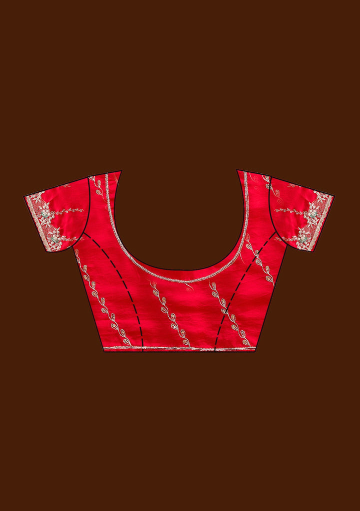 Red Aariwork Satin Saree-koskii