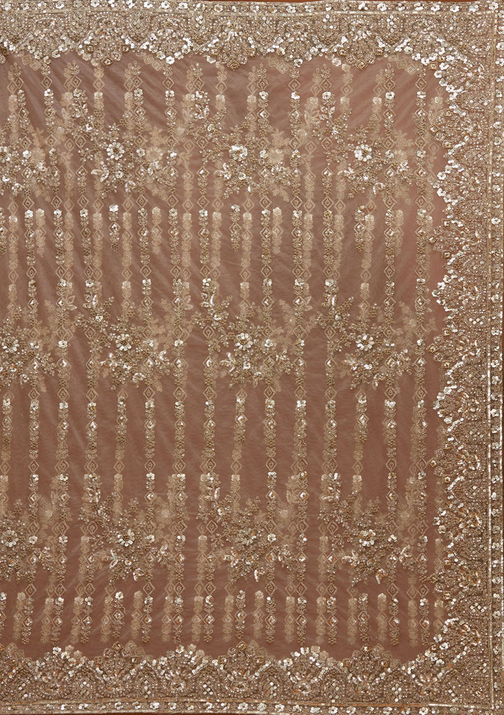 Beige Cording Net Saree