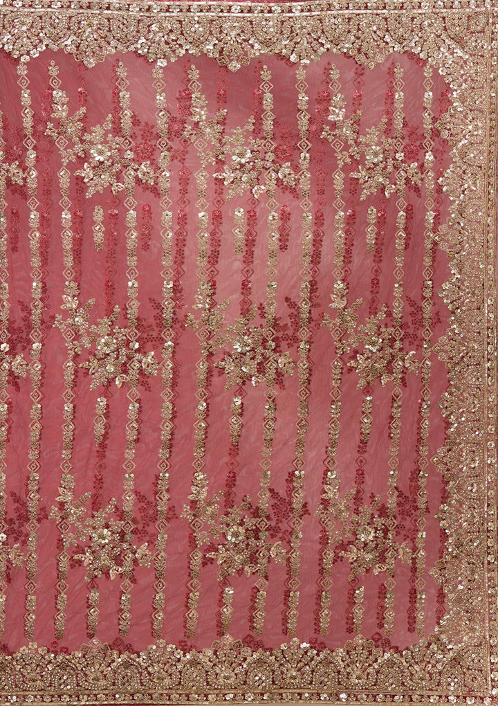 Maroon Cording Net Saree