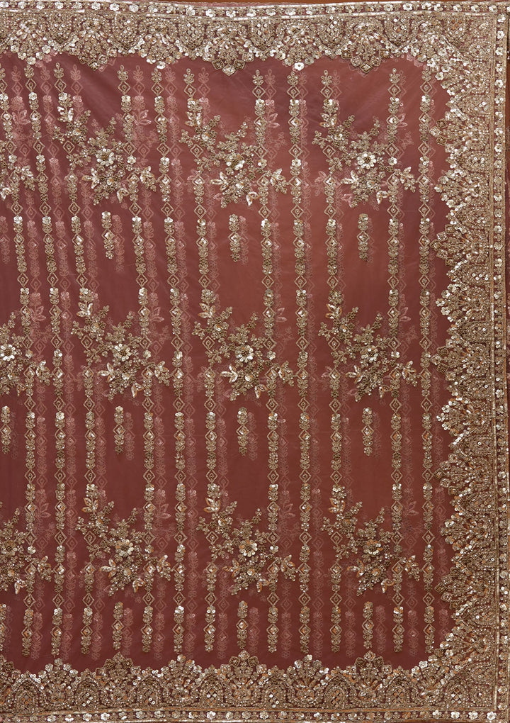 Onion Pink Cording Net Saree