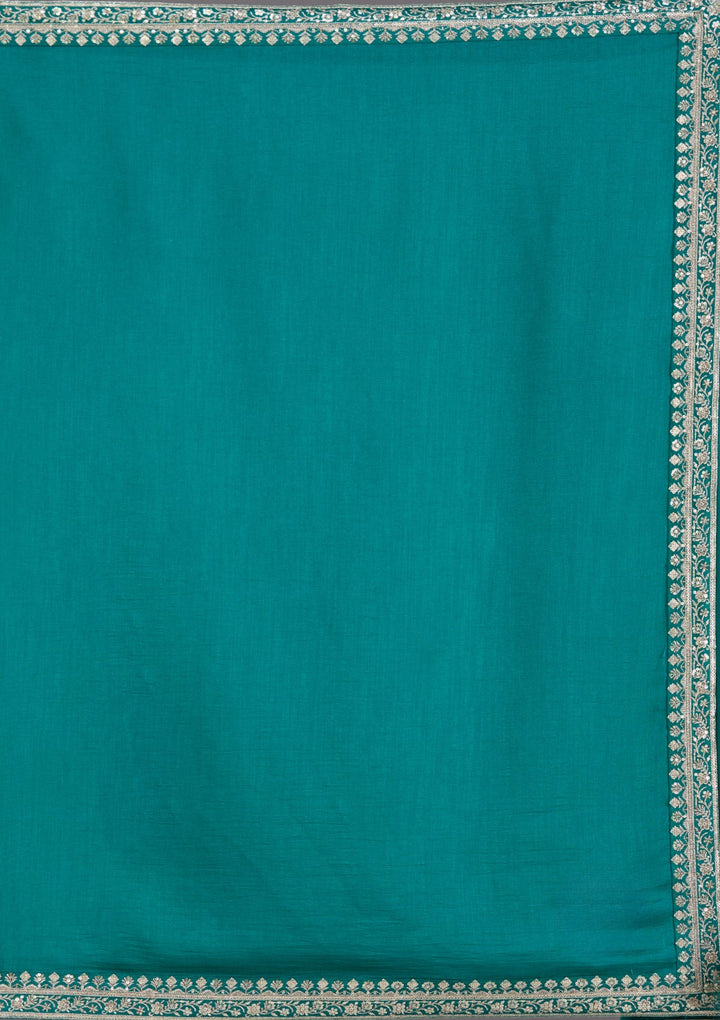 Rama Green Zariwork (Gold) Soft Raw Silk Saree_koskii
