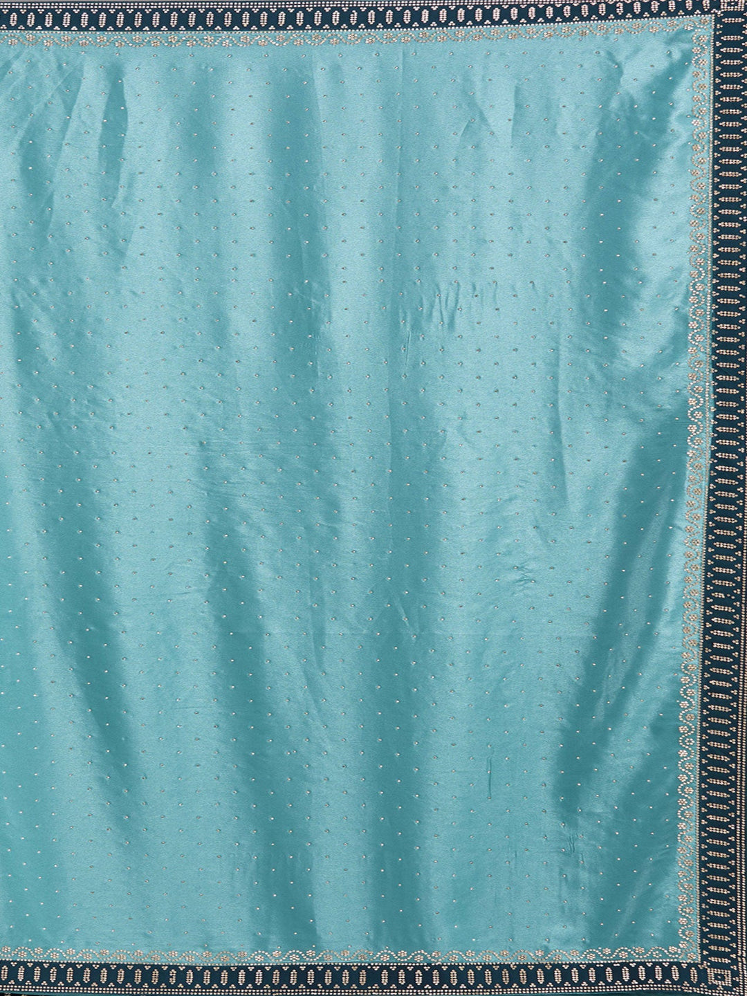 Sea Green Stonework (Silver) Chiffon Saree-Koskii