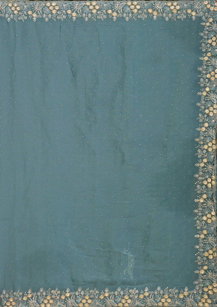 Blue Zariwork (Gold) Tissue Saree