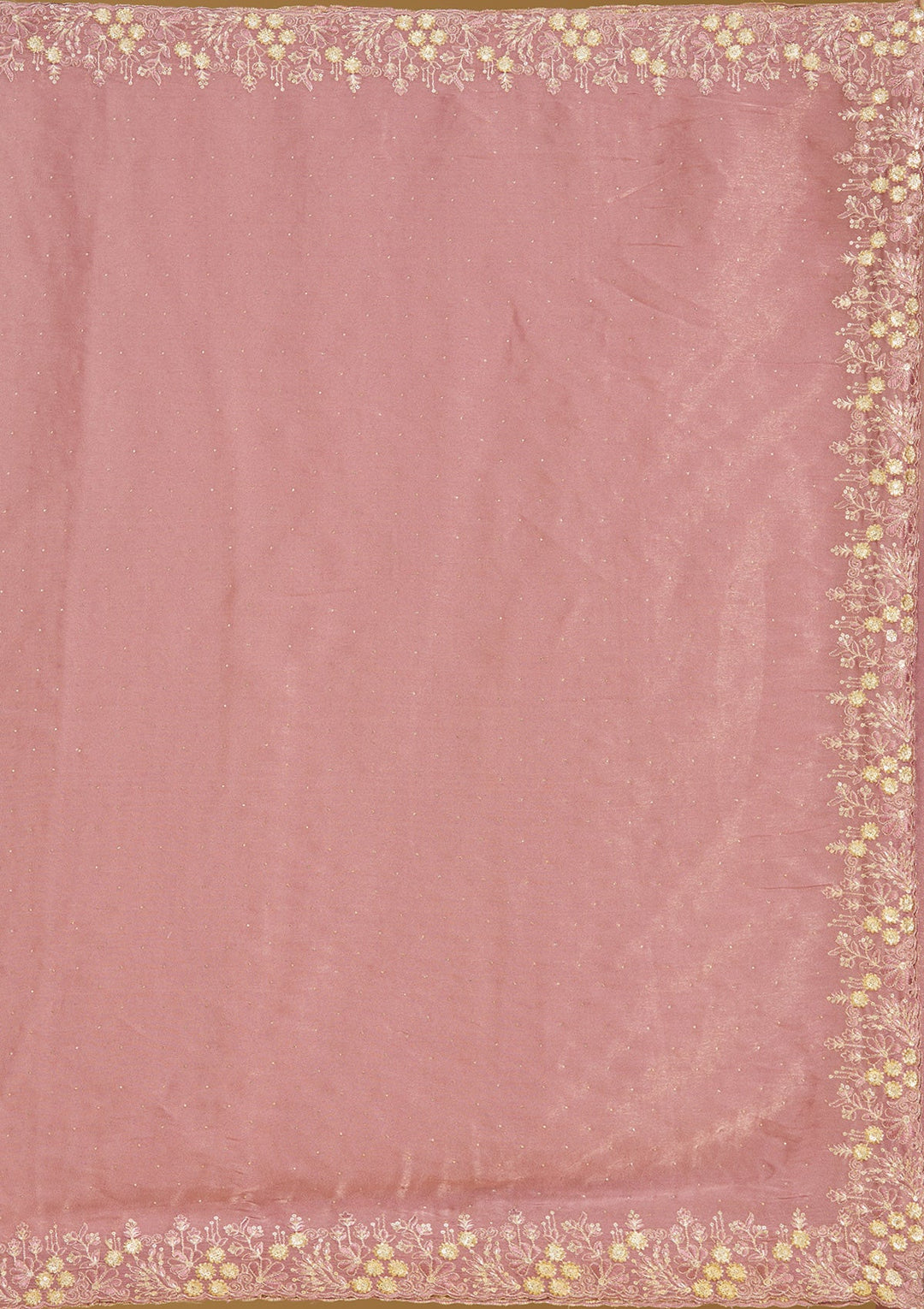 Onion Pink Zariwork (Gold) Tissue Saree