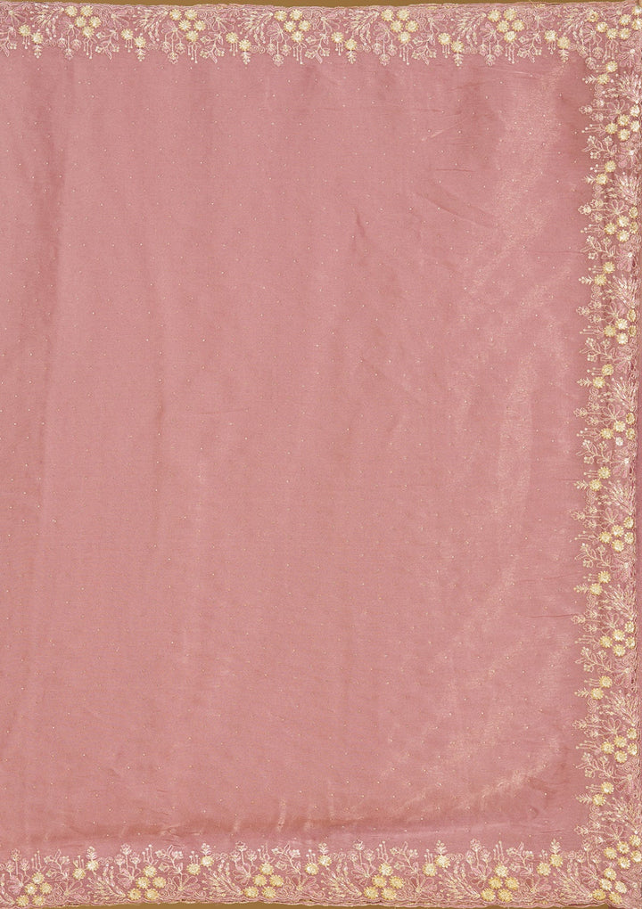 Onion Pink Zariwork (Gold) Tissue Saree