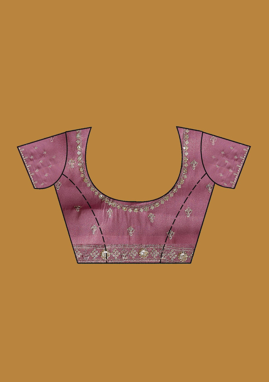 Onion Pink Zariwork (Gold) Tissue Saree