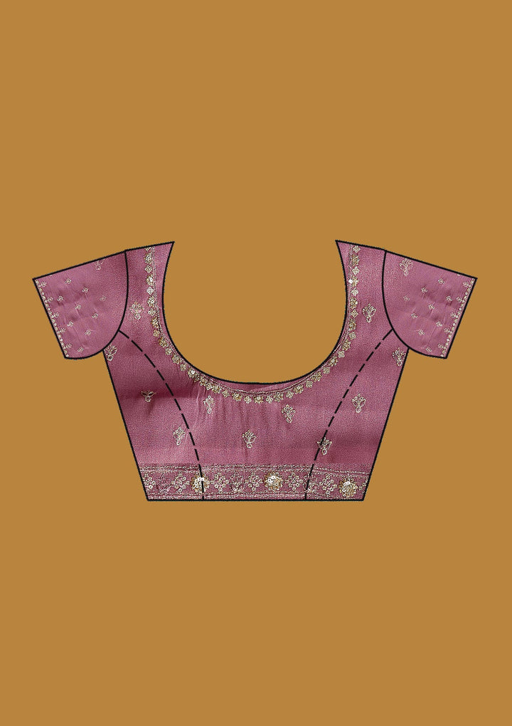 Onion Pink Zariwork (Gold) Tissue Saree