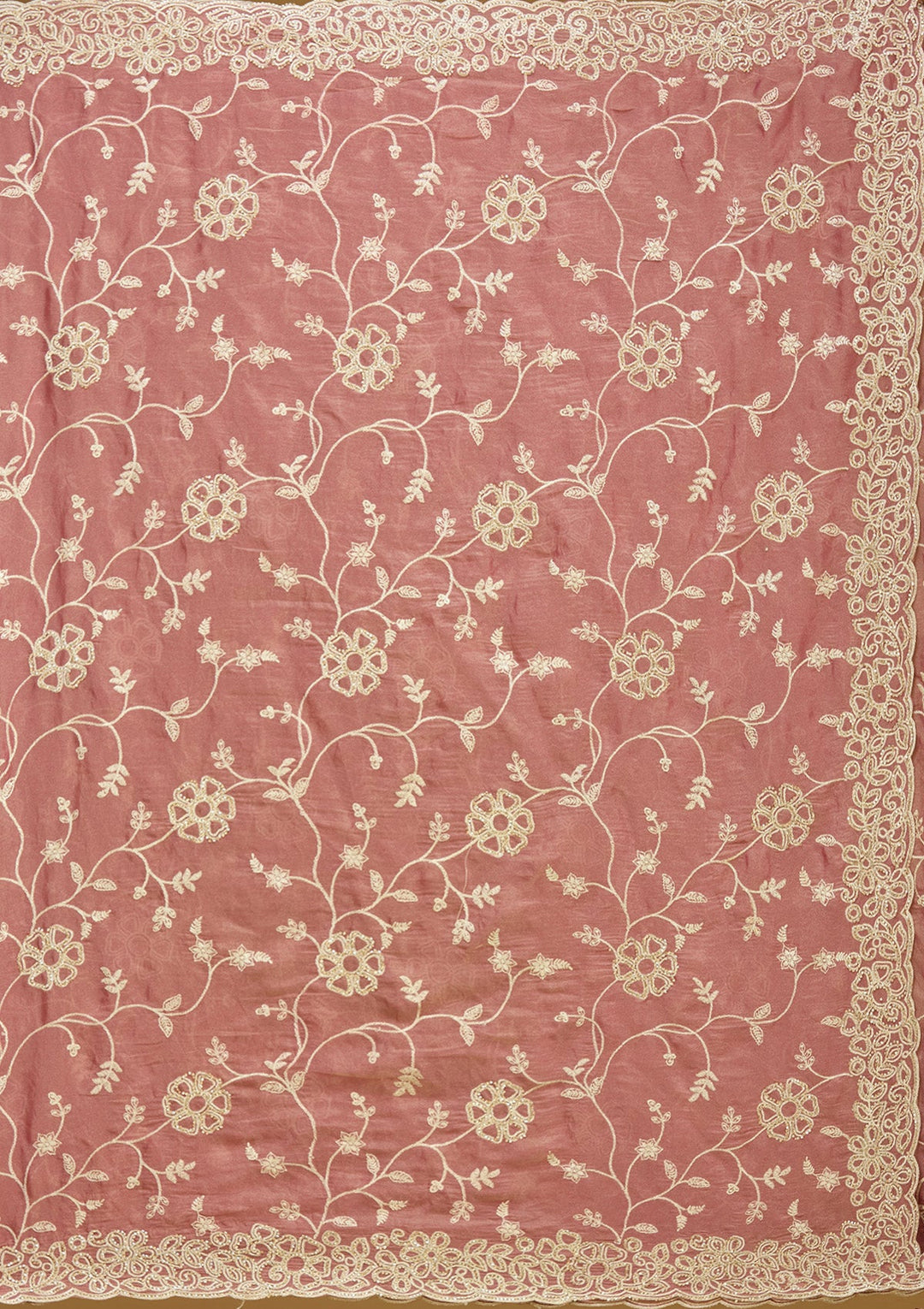 Onion Pink Zariwork (Silver) Tissue Saree