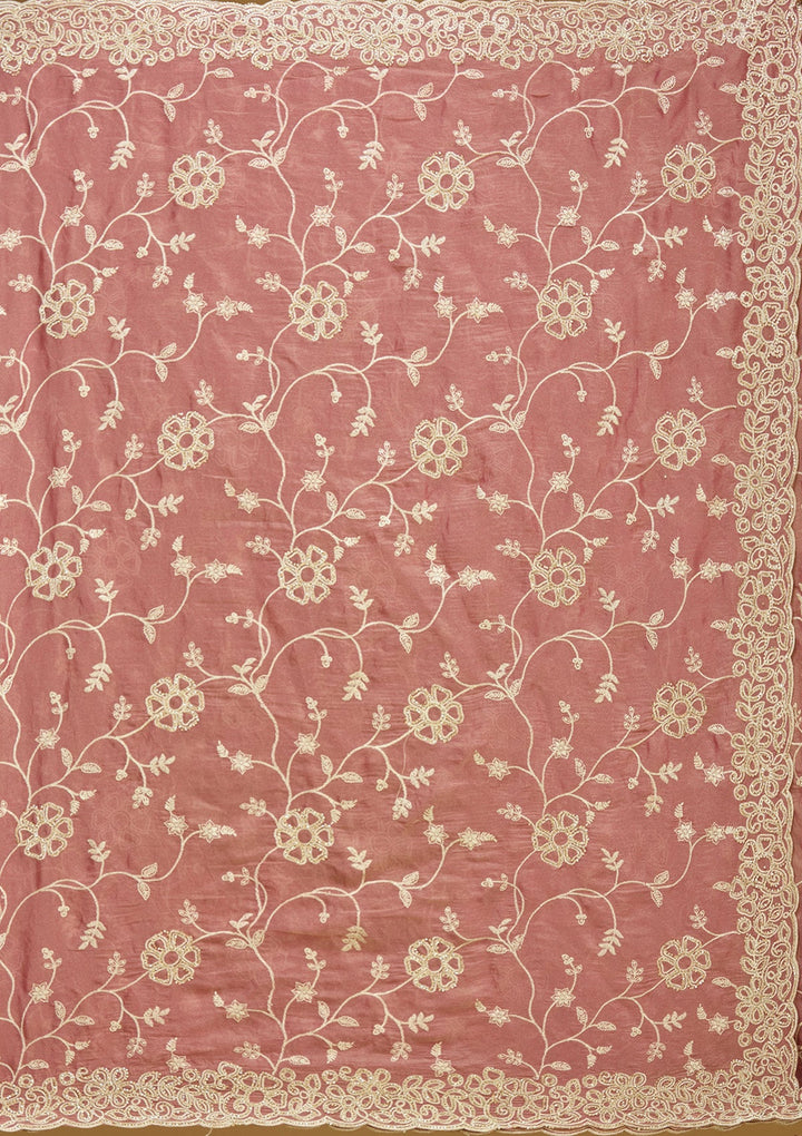 Onion Pink Zariwork (Silver) Tissue Saree