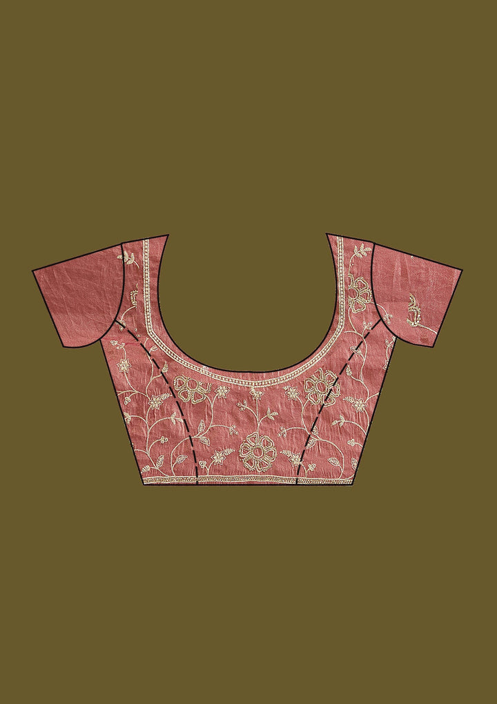 Onion Pink Zariwork (Silver) Tissue Saree