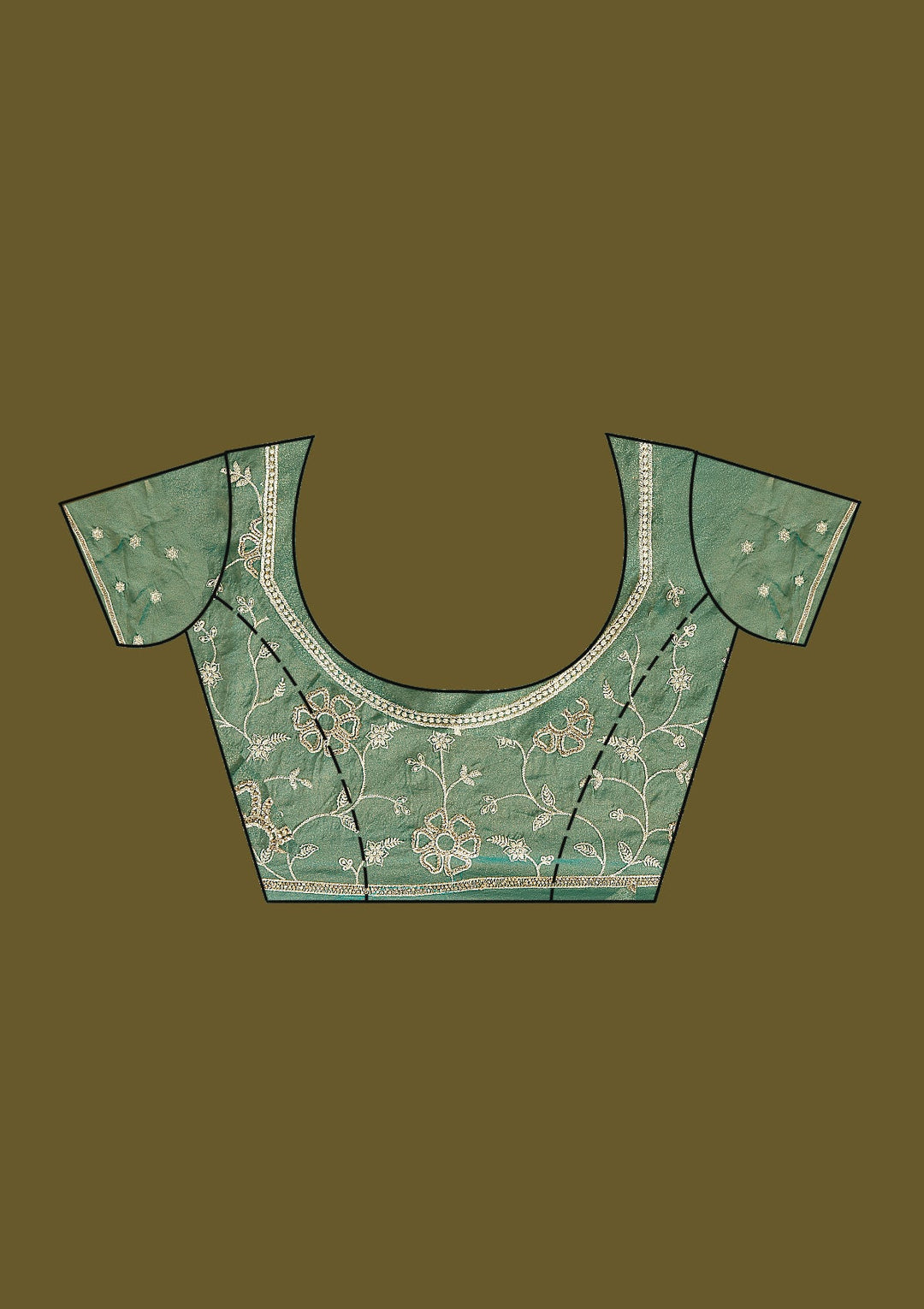 Rama Green Zariwork (Silver) Tissue Saree