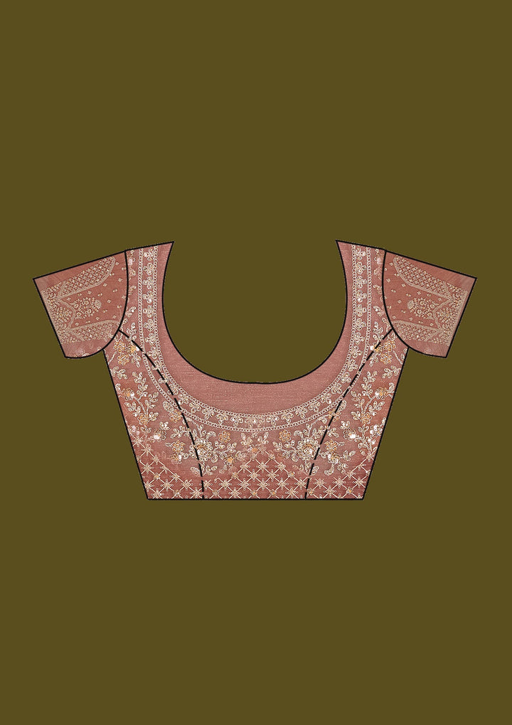 Onion Pink Zariwork (Gold) Net Saree