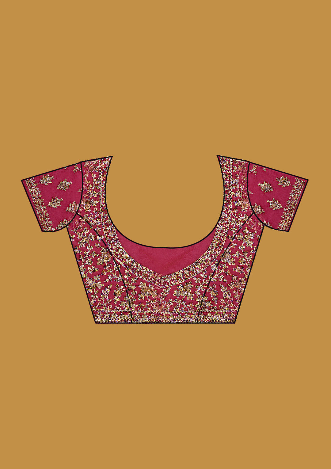 Rani Pink Zariwork (Gold) Net Saree