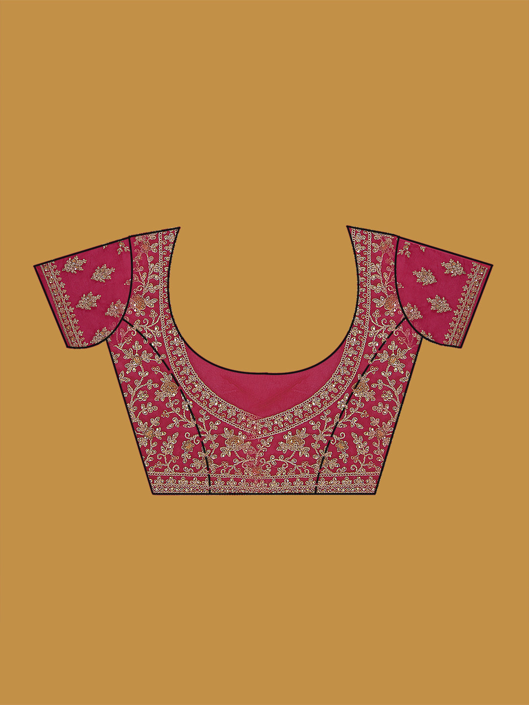 Rani Pink Zariwork (Gold) Net Saree