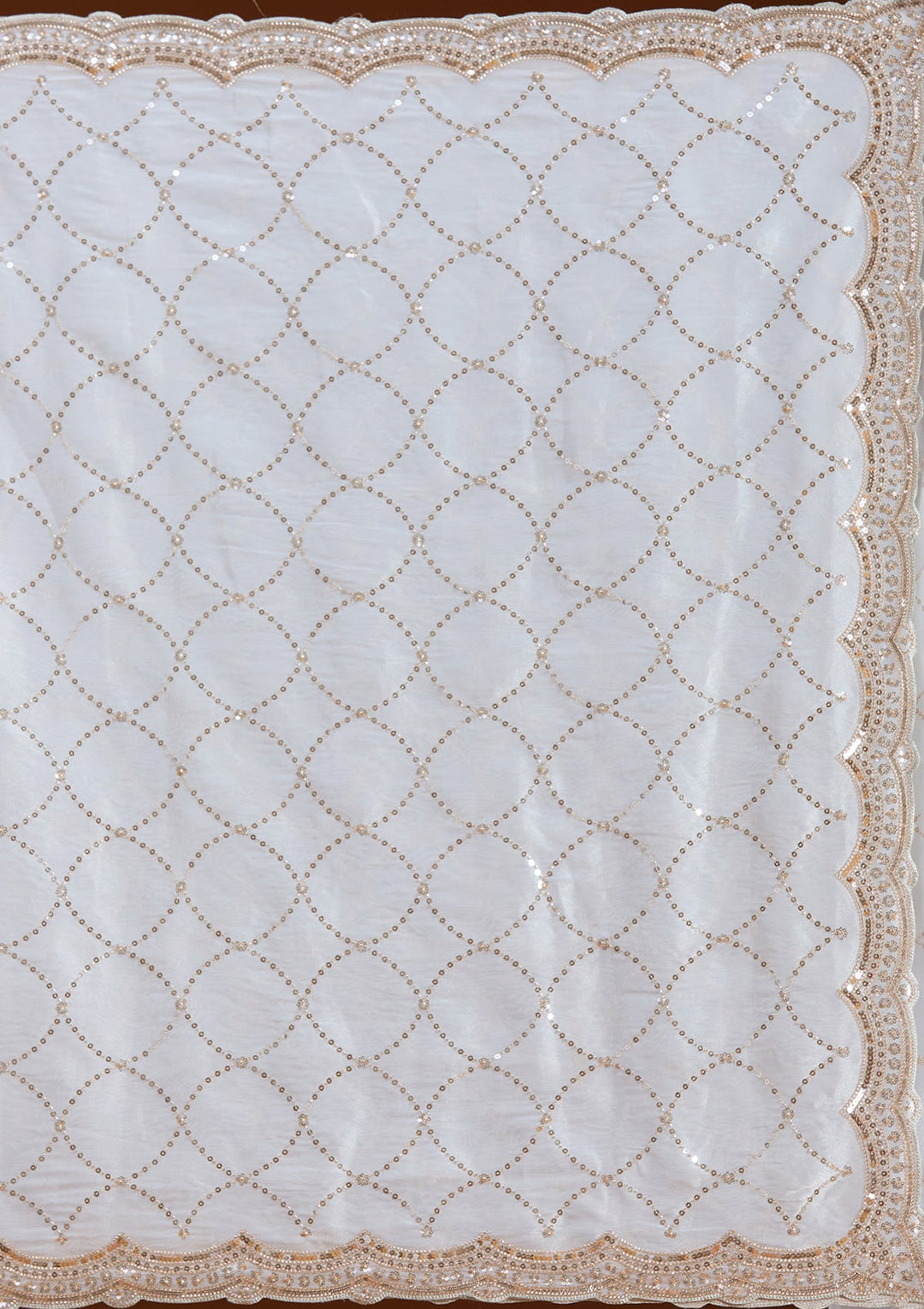 Off White Sequins Tissue Saree-koskii