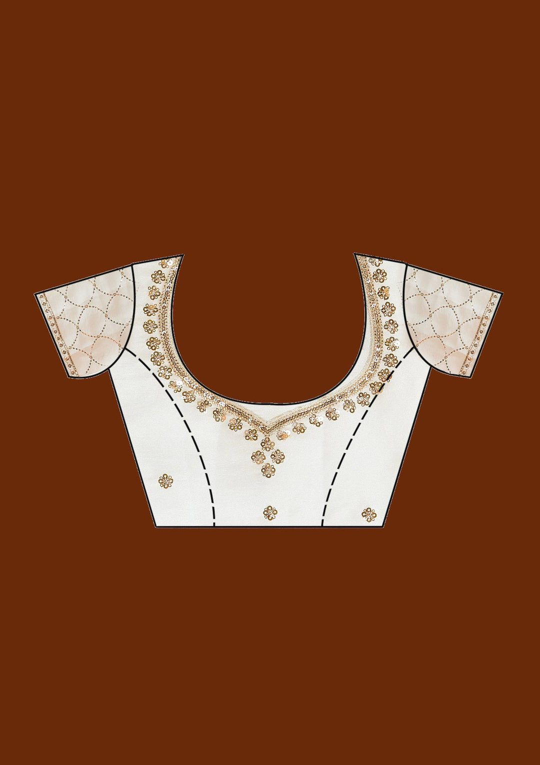 Off White Sequins Tissue Saree-koskii