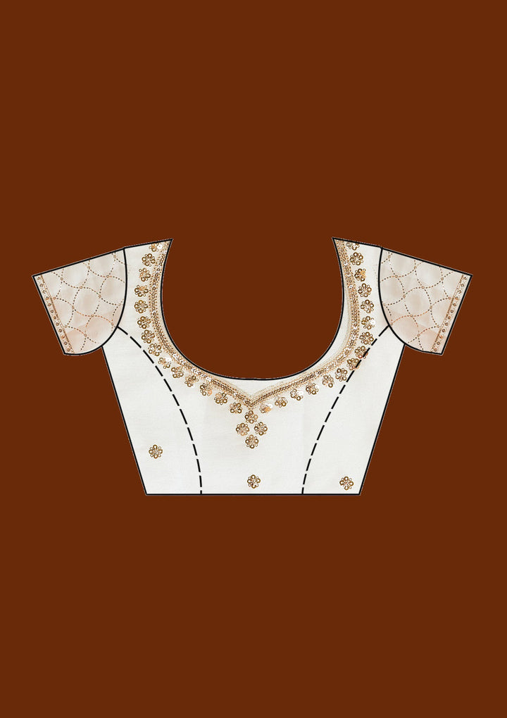 Off White Sequins Tissue Saree-koskii