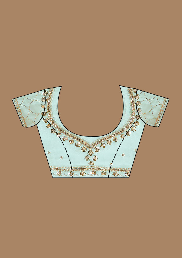 Sky Blue Sequins Tissue Saree