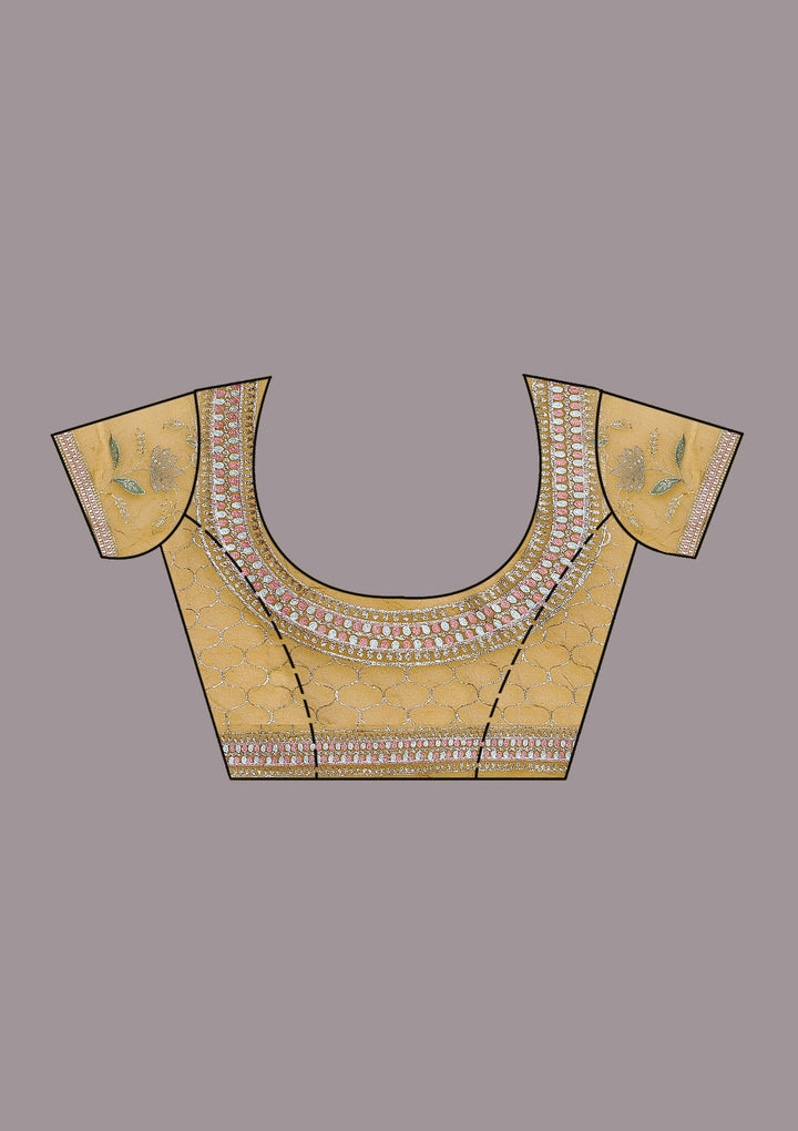 Mustard Zardozi (Gold) Tissue Saree