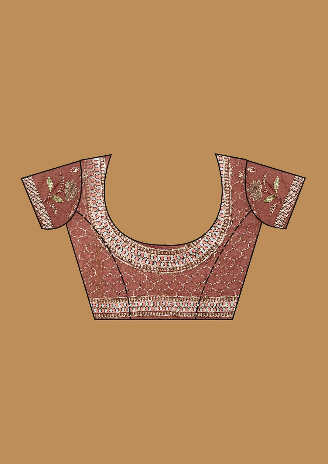 Onion Pink Zardozi (Gold) Tissue Saree