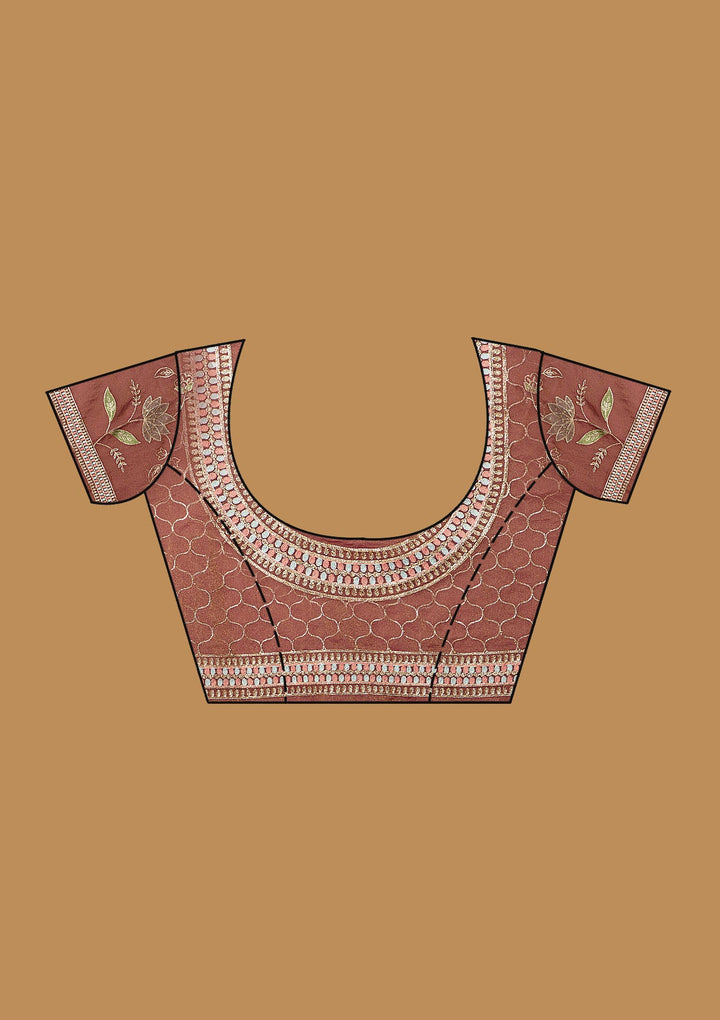 Onion Pink Zardozi (Gold) Tissue Saree