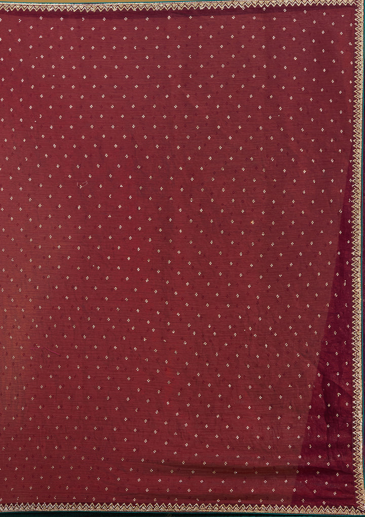 Maroon Stonework (Gold) Tissue Saree