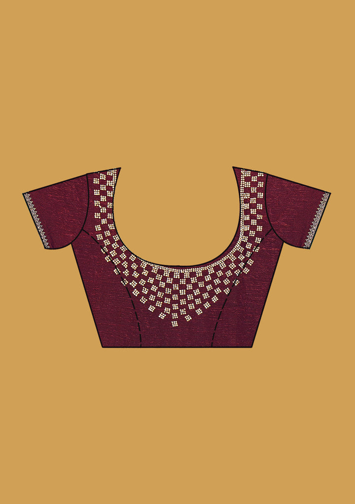 Peacock Green Stonework (Gold) Tissue Saree