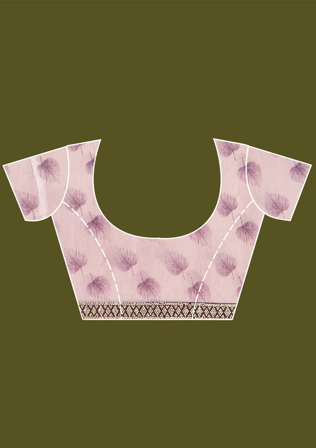 Baby Pink Stonework (Gold) Chiffon Saree