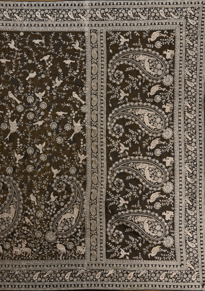 Black Zariwork (Silver) Georgette Saree