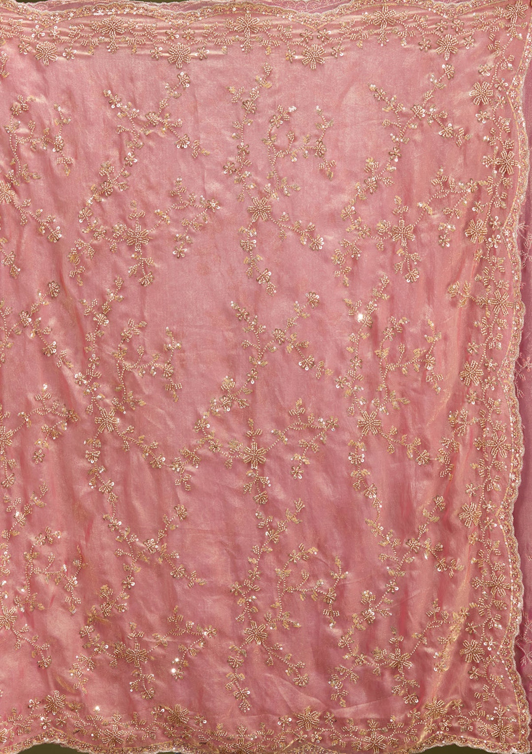 Onion Pink Cutdana Tissue Saree