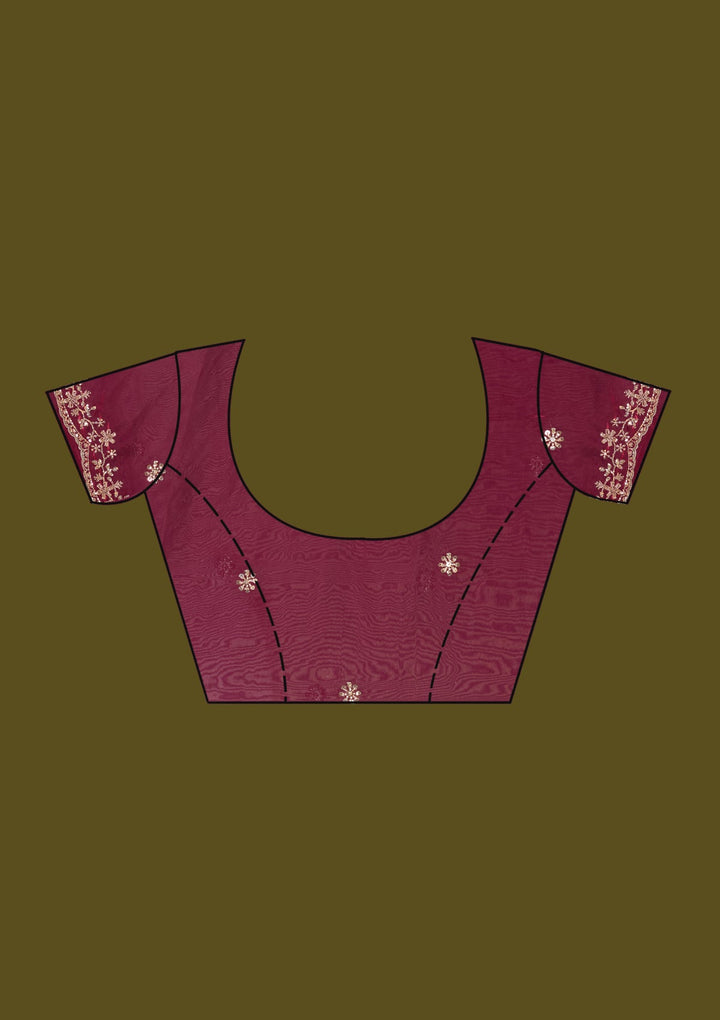 Dark Maroon Cutdana Tissue Saree