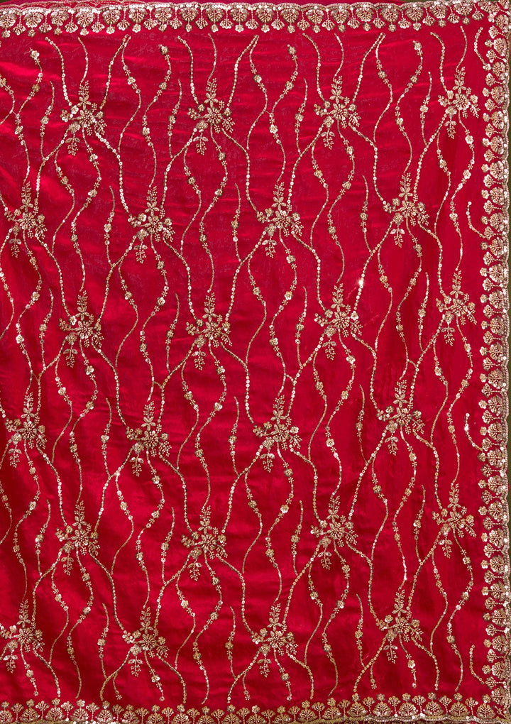 Rani Pink Cutdana Tissue Saree