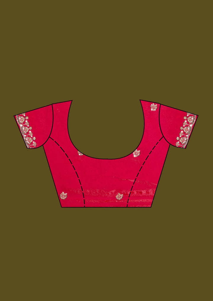 Rani Pink Cutdana Tissue Saree