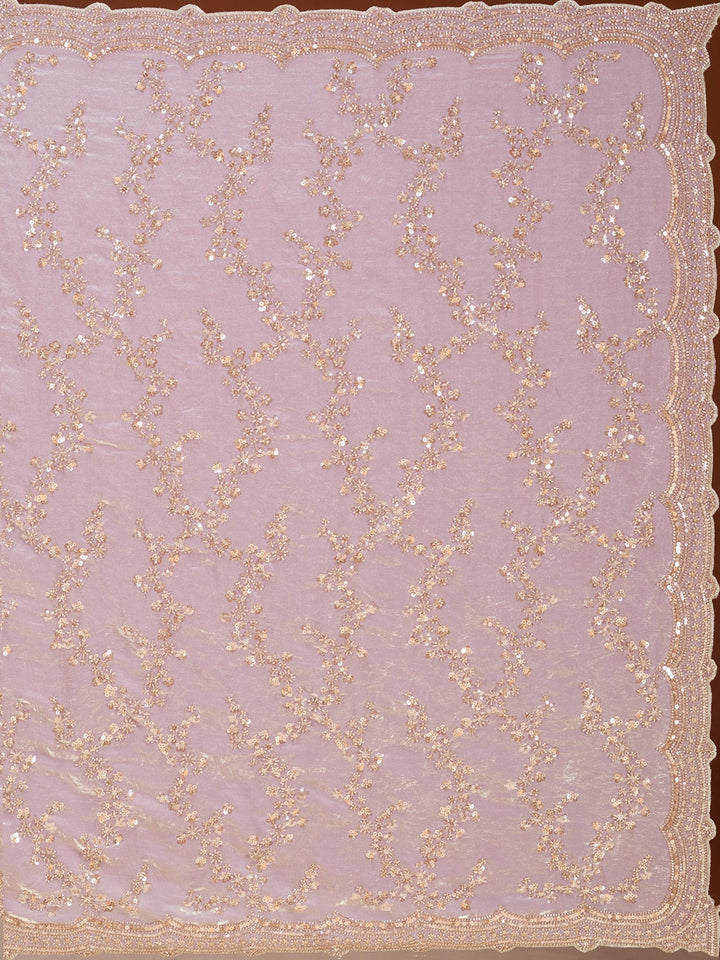 Lavender Tissue Sequins Saree With Matching Blouse Piece