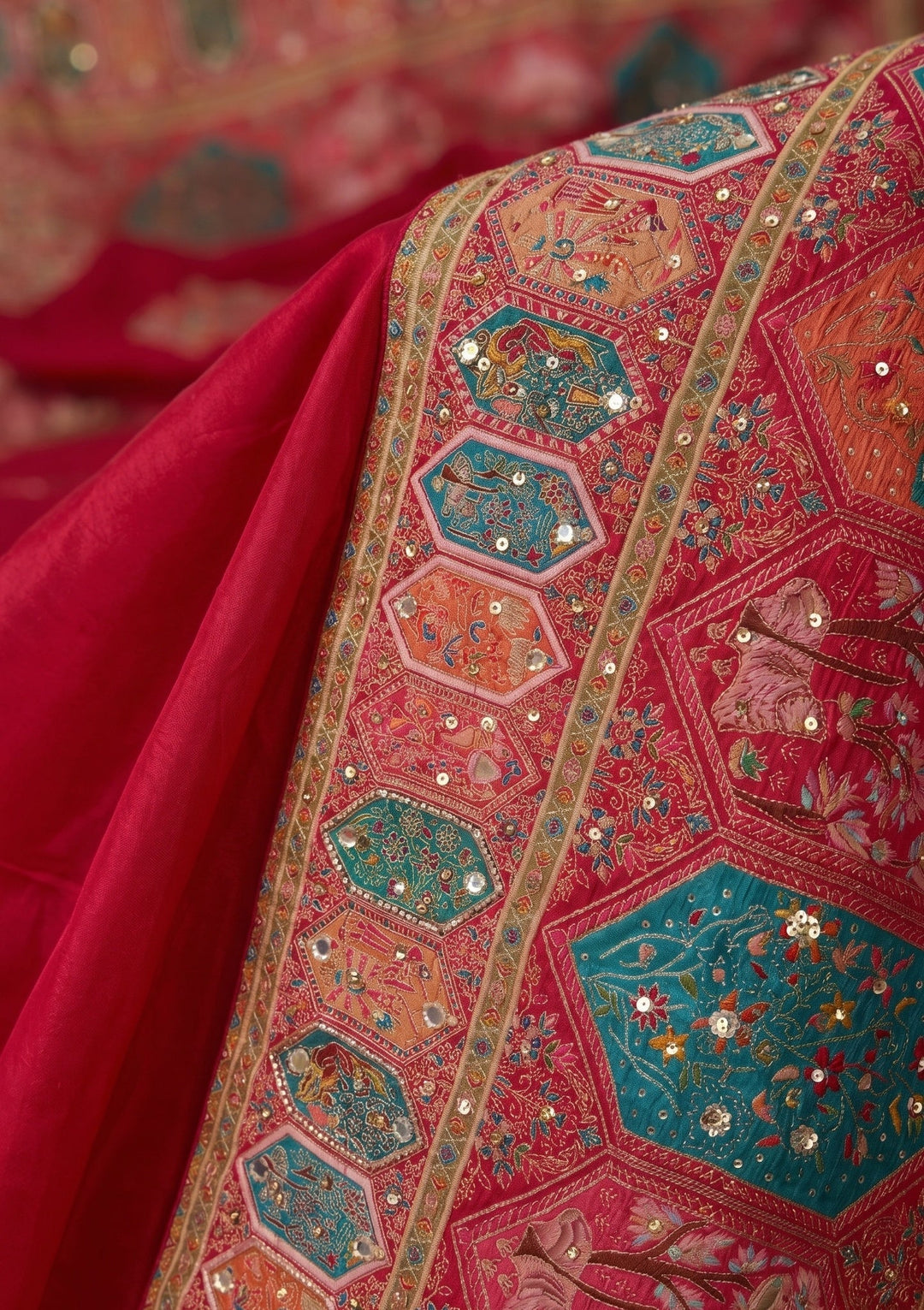 Rani Pink Cutdana Silk Saree With Matching Blouse Piece