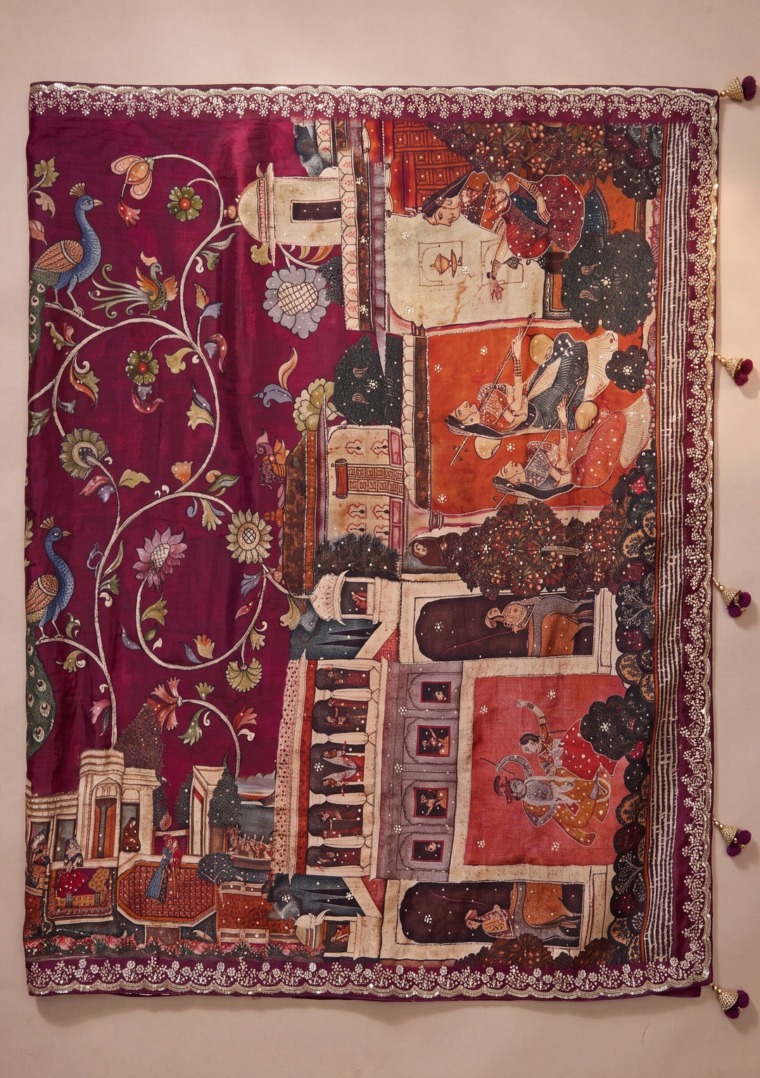Wine Banarasi Art Silk Saree With Matching Blouse Piece