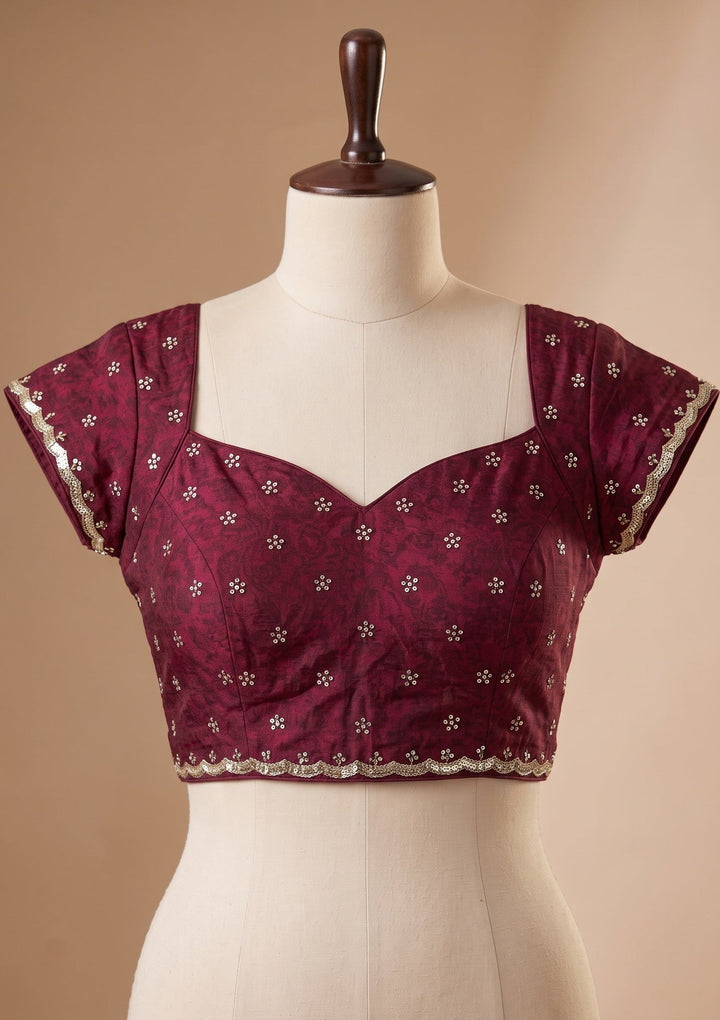Wine Banarasi Art Silk Saree With Matching Blouse Piece