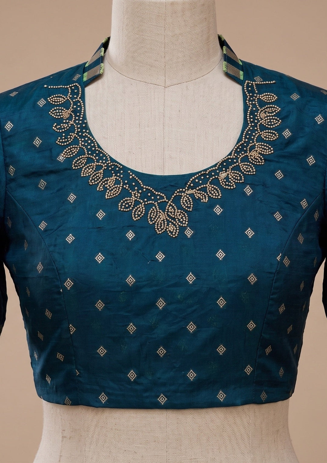Turquoise Blue Silk Buti Stonework Saree With Matching Blouse Piece