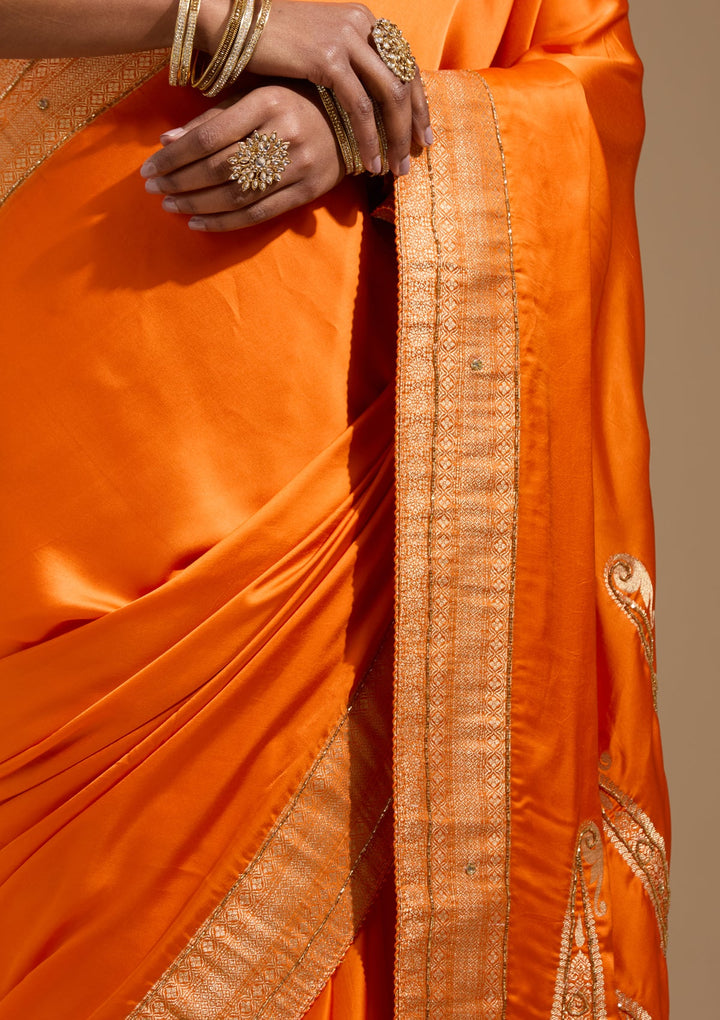 Orange Cutdana Silk Saree