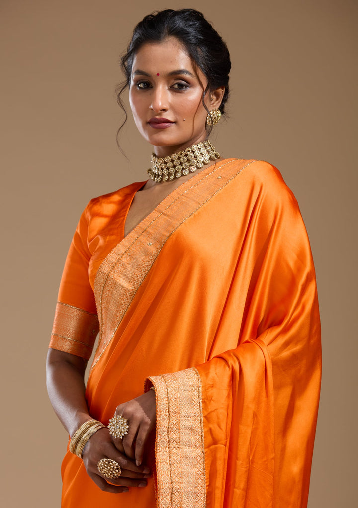 Orange Cutdana Silk Saree
