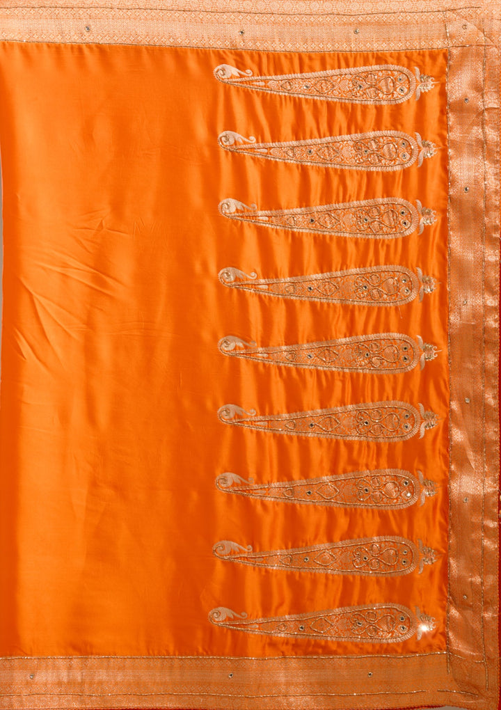 Orange Cutdana Silk Saree