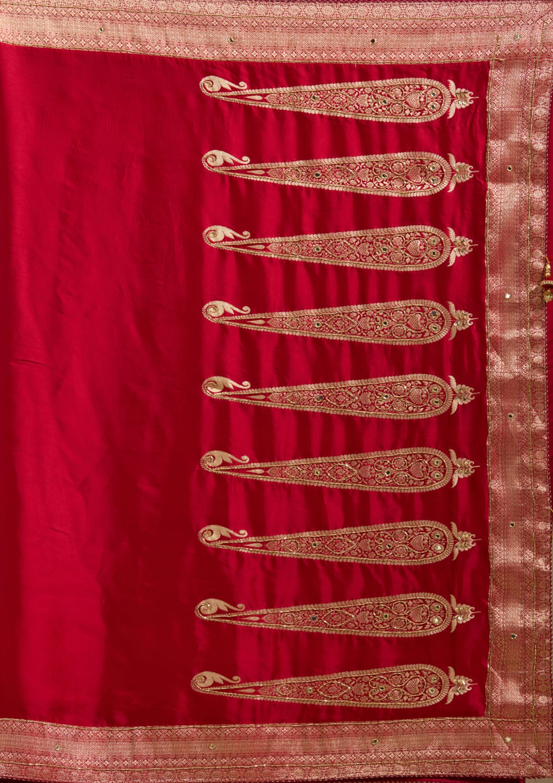 Red Cutdana Silk Saree