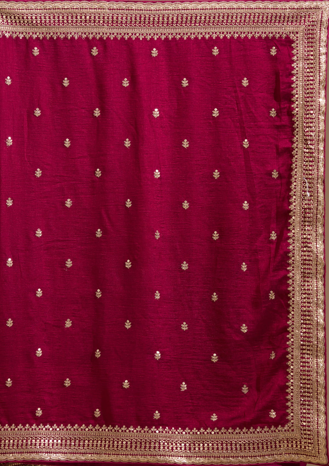 Magenta Pink Cording Soft Raw Silk Saree