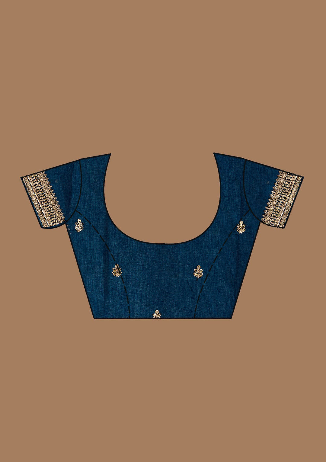 Peacock Blue Cording Soft Raw Silk Saree