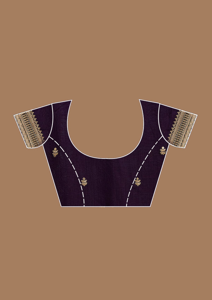 Purple Cording Soft Raw Silk Saree