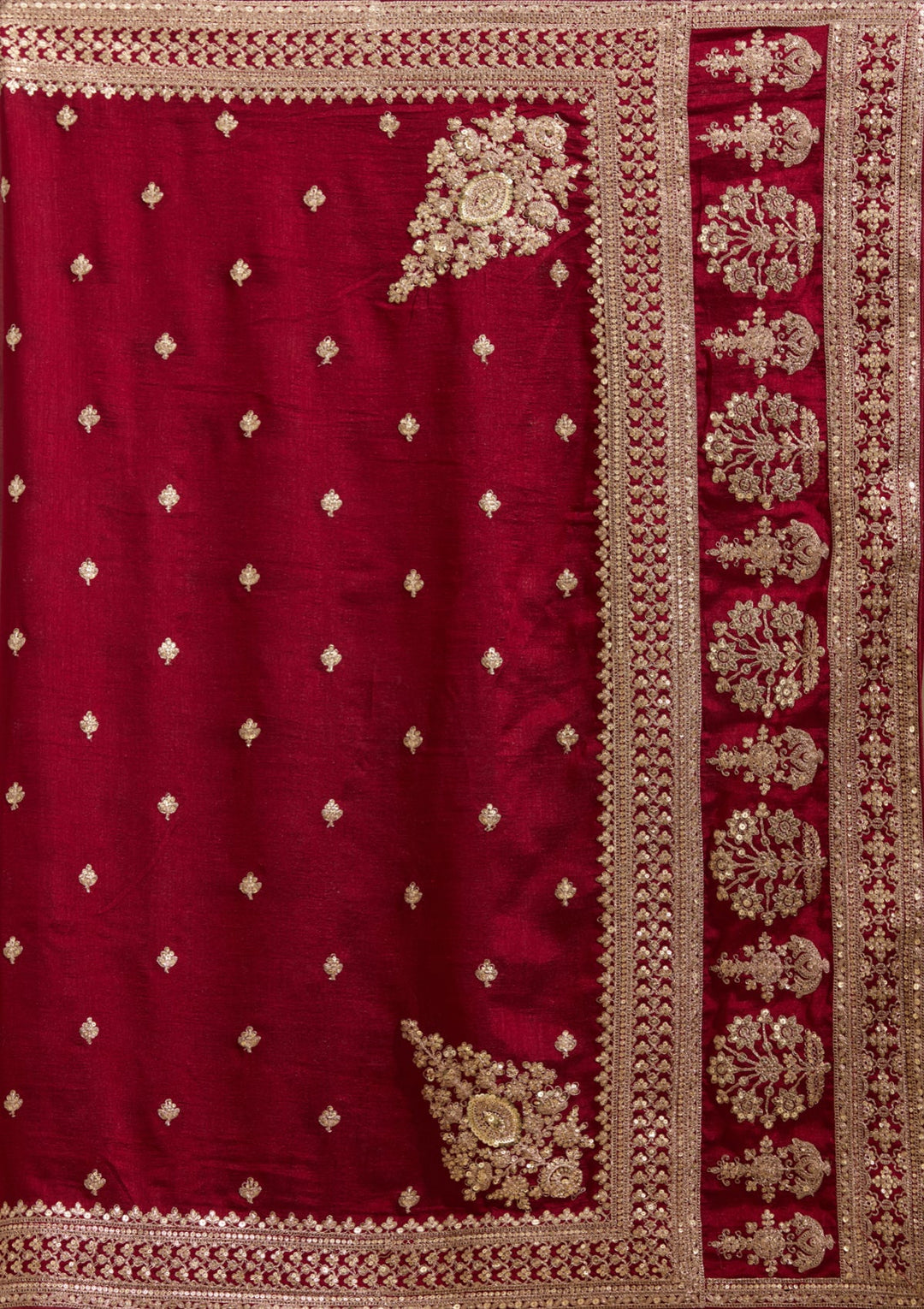 Maroon Cording Soft Raw Silk Saree