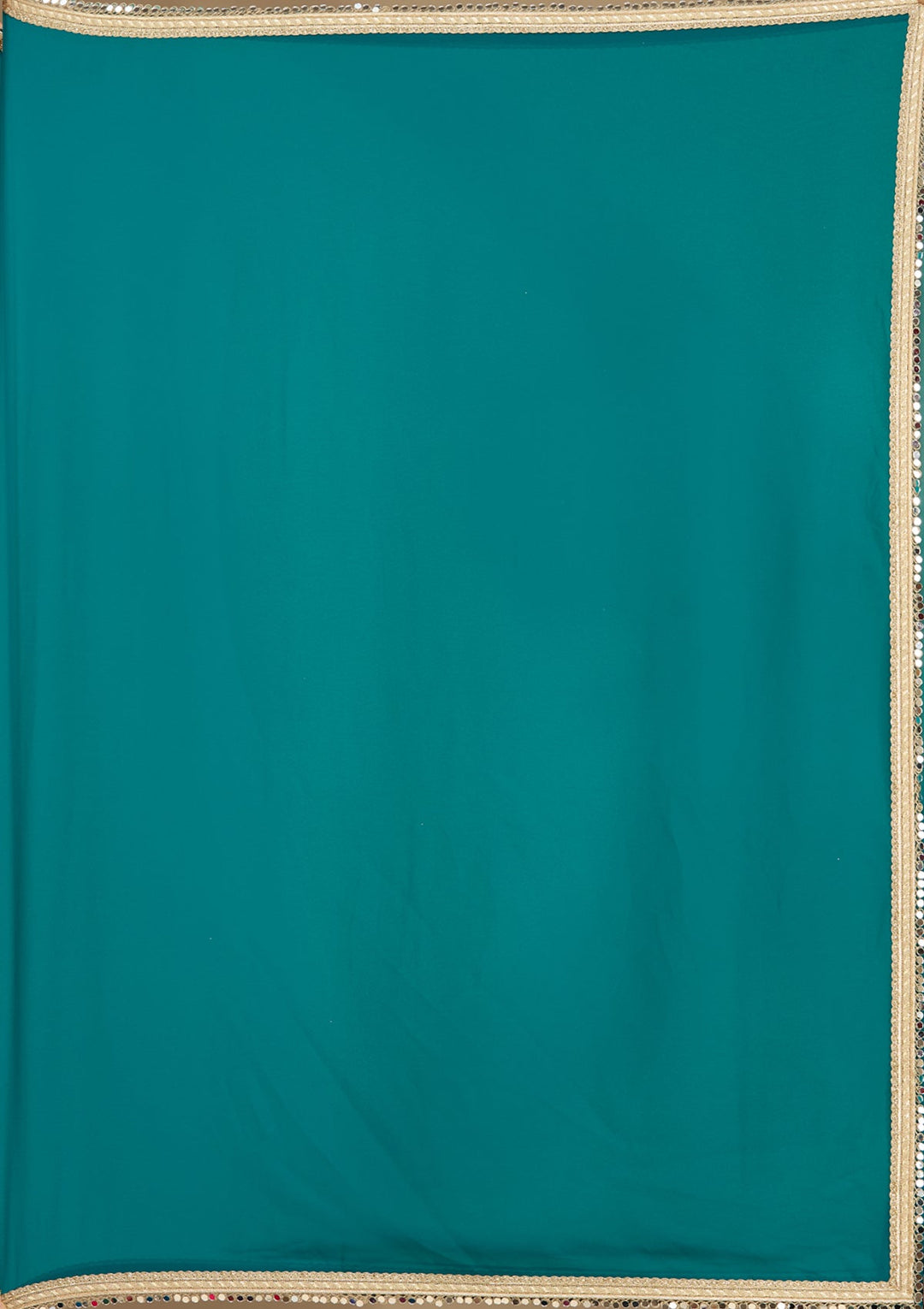 Rama Green Mirrorwork Georgette Saree