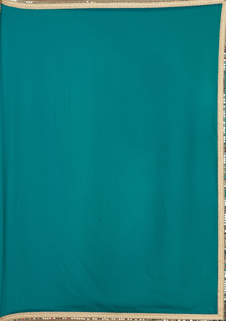 Rama Green Mirrorwork Georgette Saree